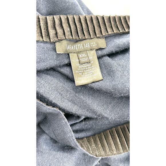 Lafayette 148 Cardigan Sweater XXL 2XL Navy Blue Side Button Wool Academia Work - Picture 6 of 8
